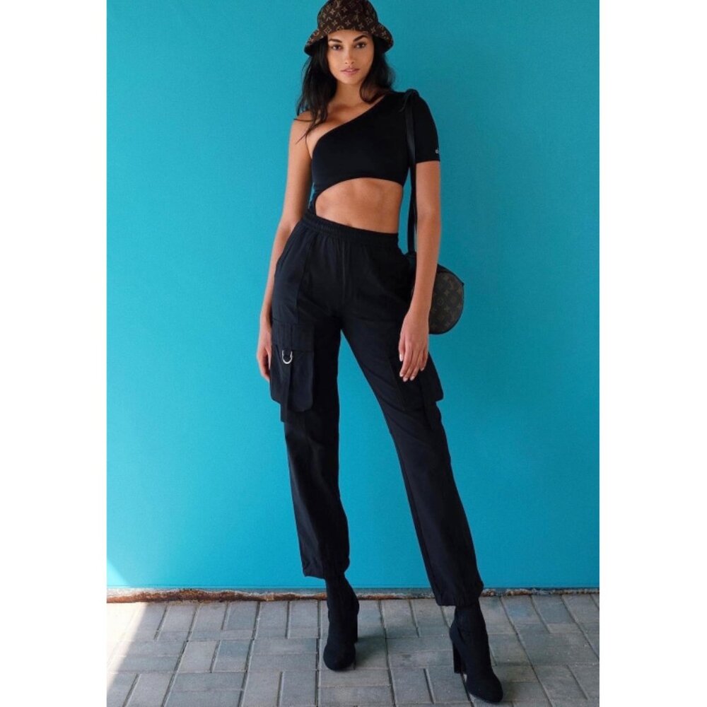 Alo High-Waist City Wise Cargo Pant Black Edgy Gothic Utility Hi-Rise Joggers XS